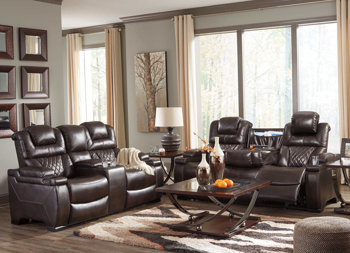 Warnerton Chocolate Power Reclining Sofa & Loveseat / 2pc - Ornate Home