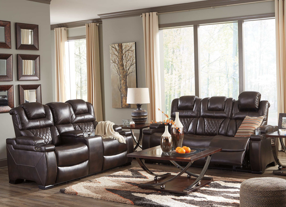 Warnerton Chocolate Power Reclining Sofa & Loveseat / 2pc - Ornate Home