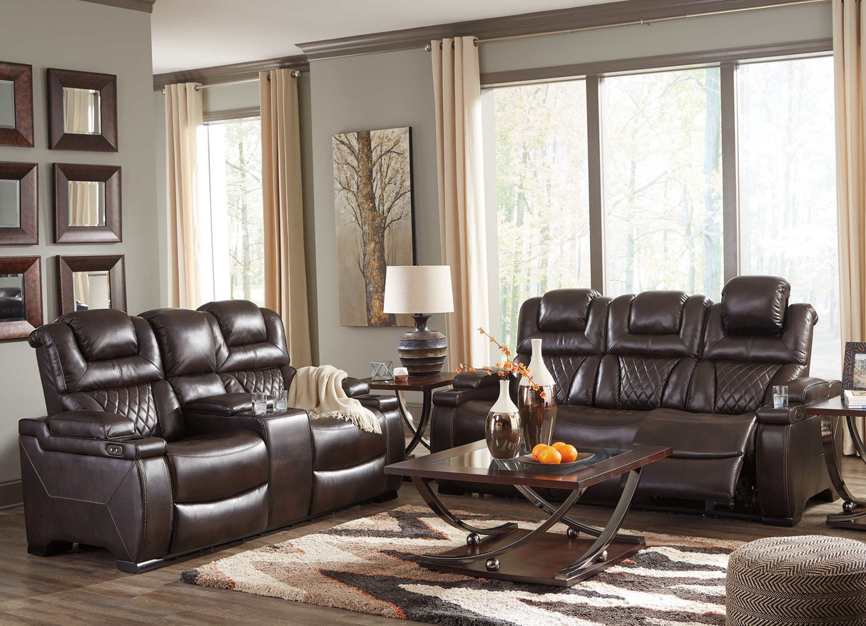 Warnerton Chocolate Power Reclining Sofa & Loveseat / 2pc - Ornate Home