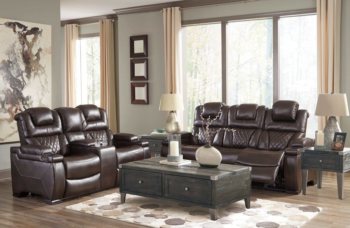 Warnerton Chocolate Power Reclining Sofa & Loveseat / 2pc - Ornate Home