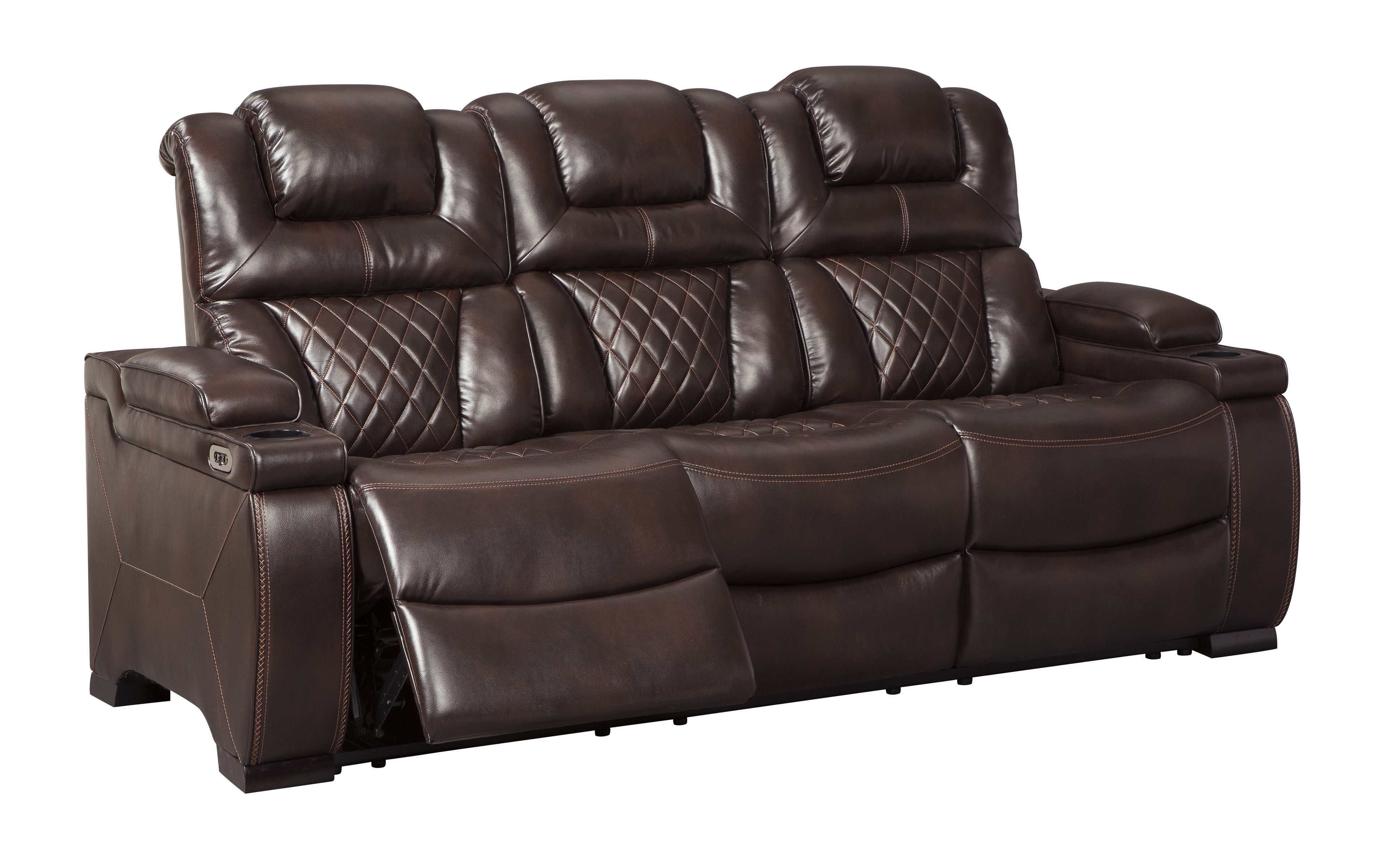 Warnerton Chocolate Power Reclining Sofa - Ornate Home