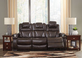 Warnerton Chocolate Power Reclining Sofa - Ornate Home