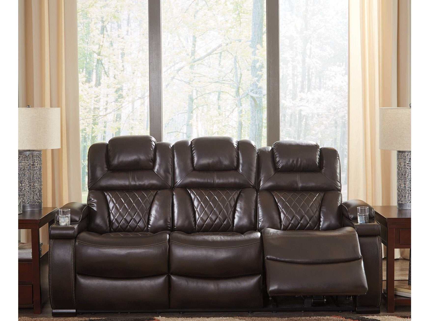 Warnerton Chocolate Power Reclining Sofa - Ornate Home