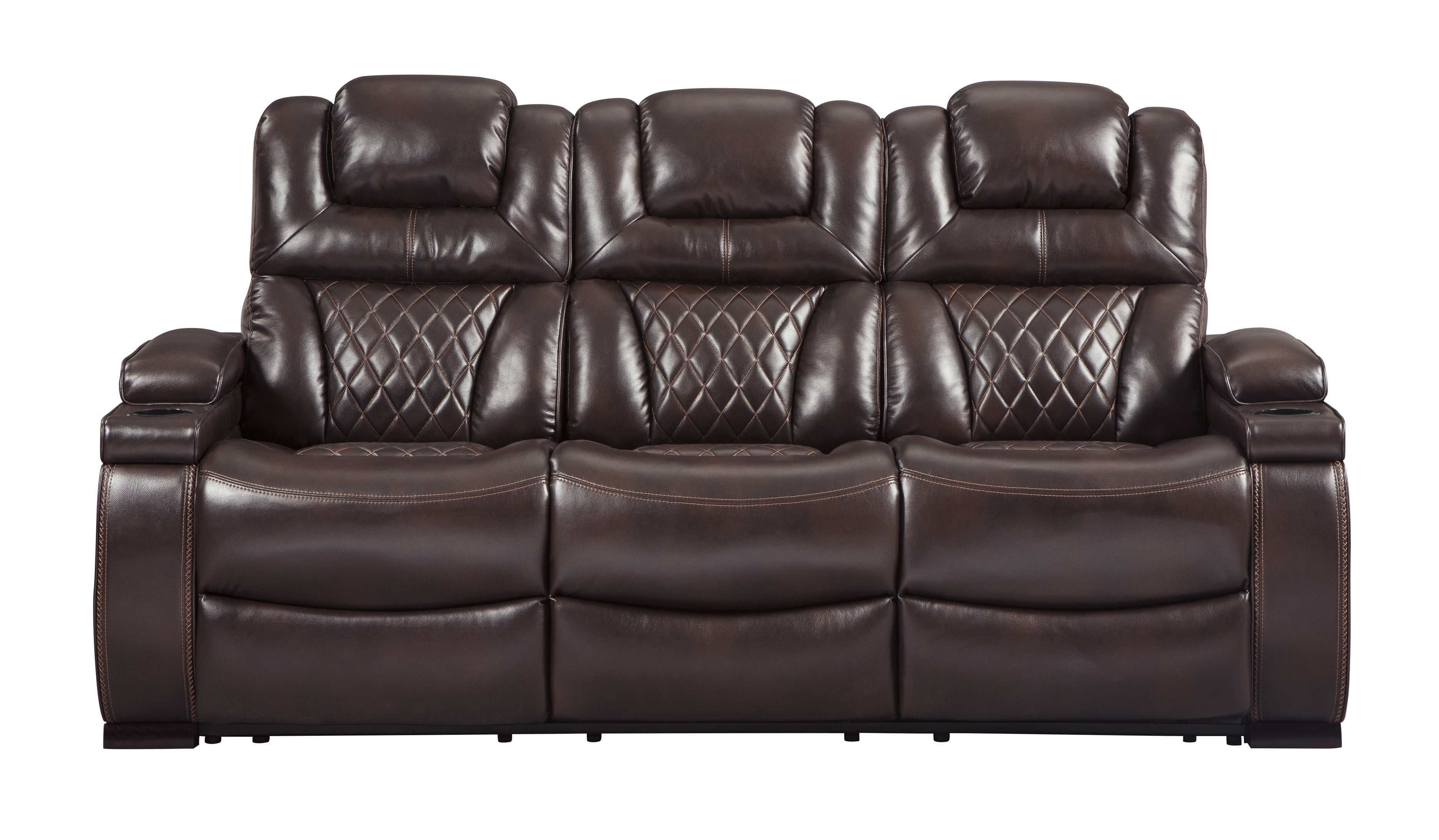 Warnerton Chocolate Power Reclining Sofa - Ornate Home