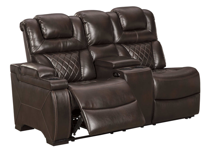 Warnerton Chocolate 3pc Power Reclining Sectional w/ Console - Ornate Home