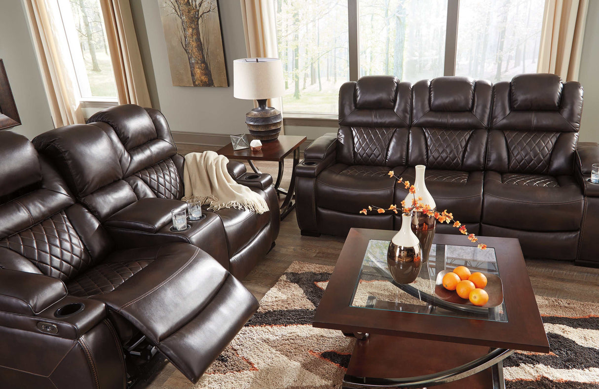 Warnerton Chocolate Power Reclining Sofa & Loveseat / 2pc - Ornate Home