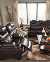 Warnerton Chocolate Power Reclining Sofa & Loveseat / 2pc - Ornate Home