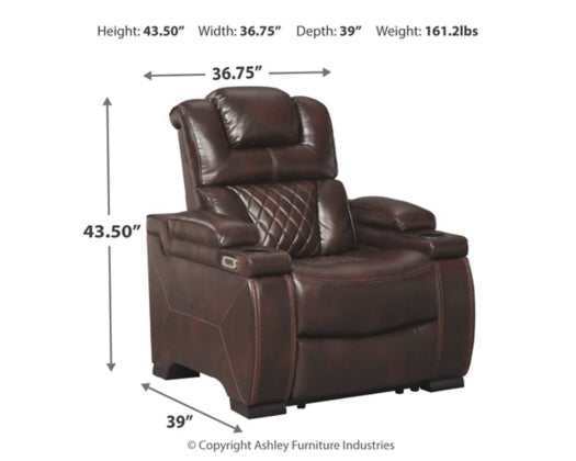 Warnerton Chocolate Power Recliner - Ornate Home