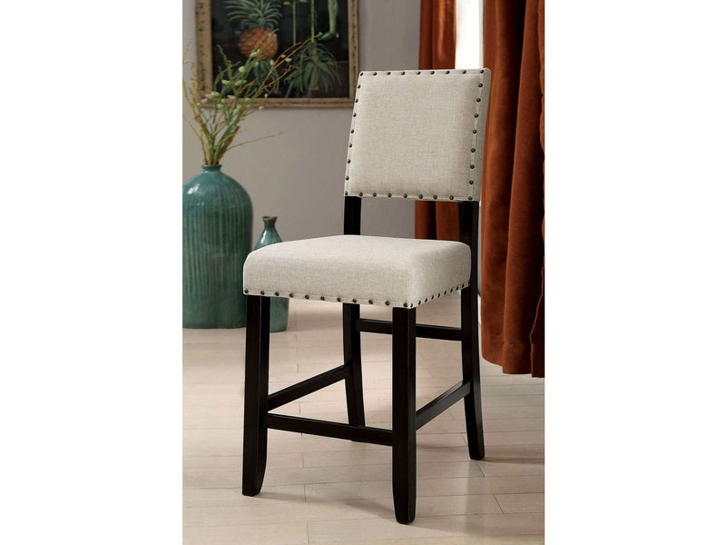 Sania Antique Black & Beige Counter Ht. Chair (Set of2) - Ornate Home