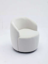 Tule Velvet Swivel Accent Armchair with Metal Ring Detail White - Ornate Home