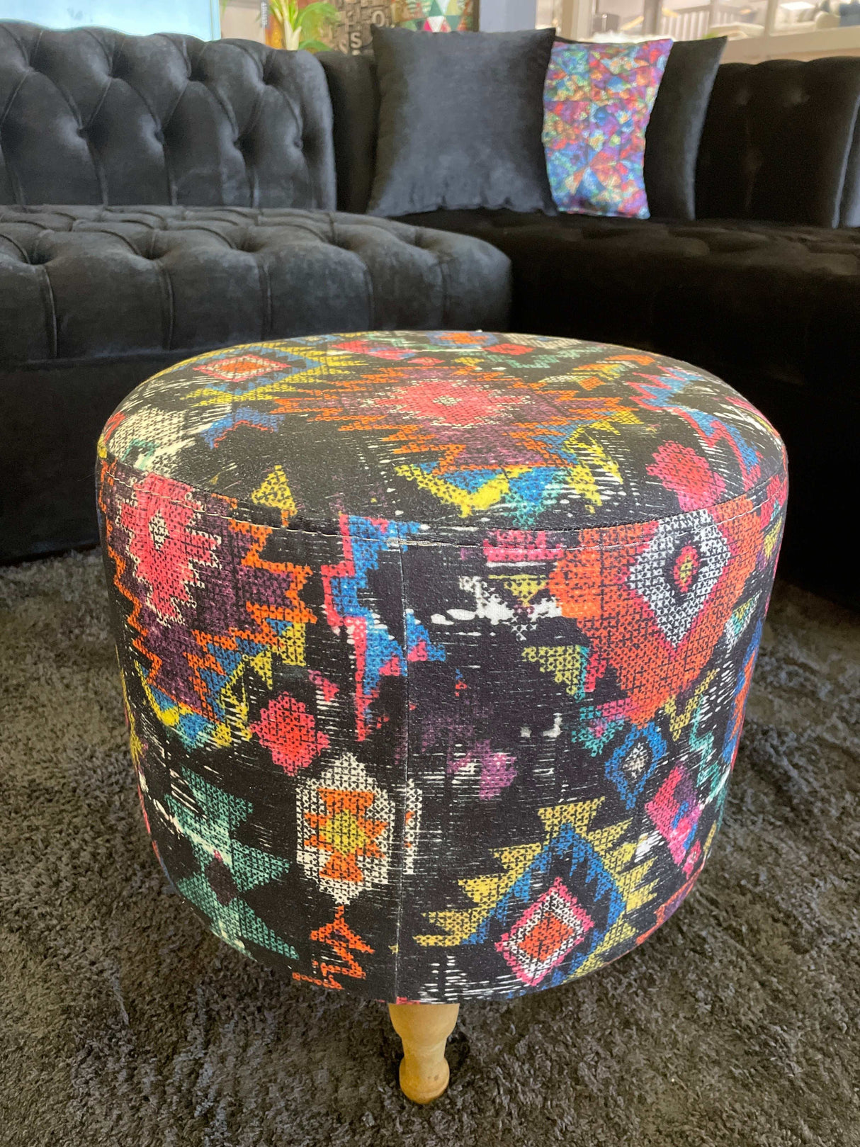 BOGO! Small Multi Color Accent Pouf - Ornate Home