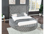 Hazel Gray Tufted Velvet Queen Storage Bed - Ornate Home