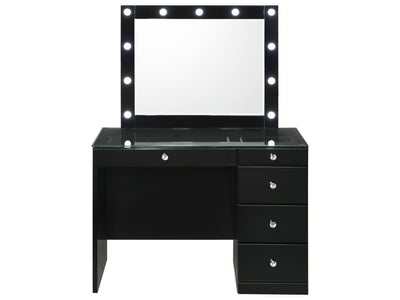 Morgan Black Vanity Set w/LED & Stool - Ornate Home