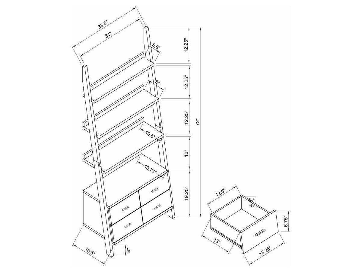 Bower Cappuccino 4 Drawer Storage Bookcase - Ornate Home