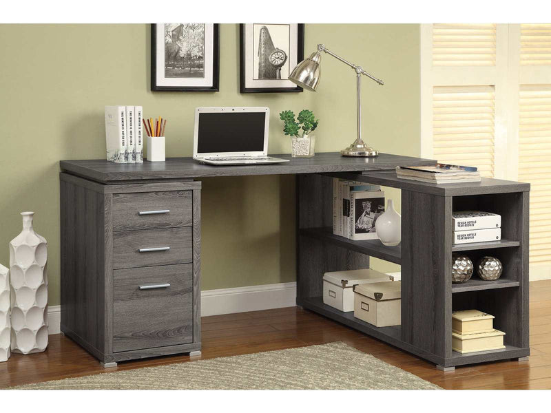 Yvette Weathered Grey L Shape Office Desk - Ornate Home