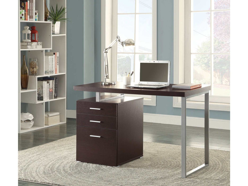 Brennan Cappuccino 3 Drawer Office Desk - Ornate Home