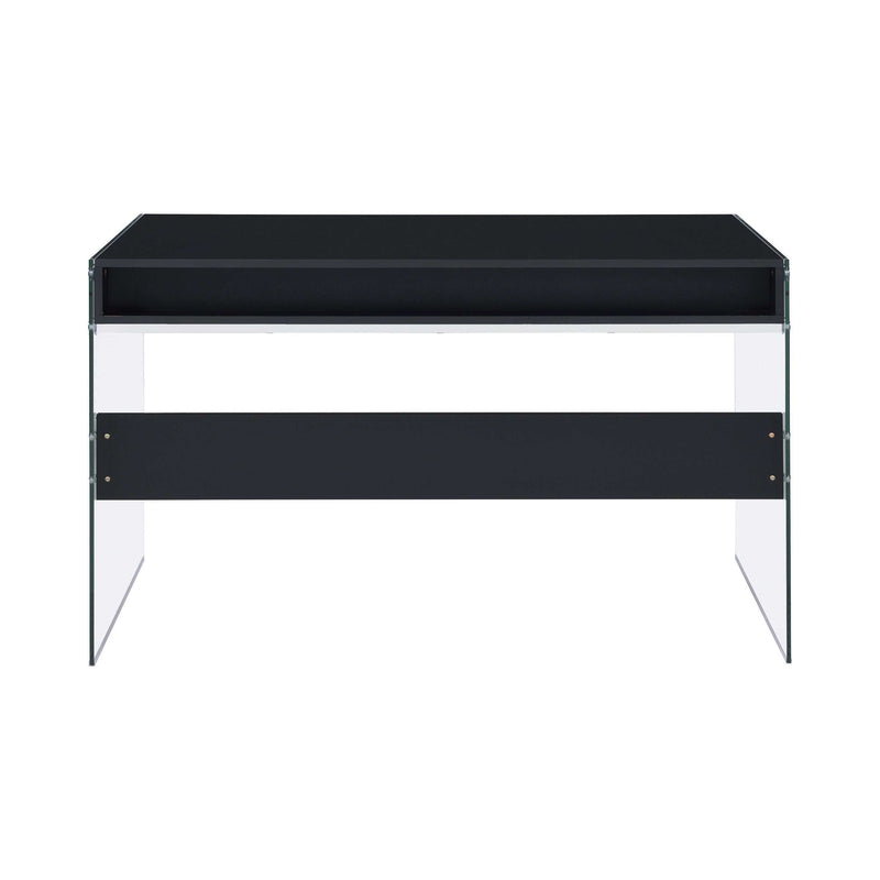Dobrev - Glossy Black & Clear - 2 Drawer Writing Desk - Ornate Home