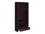 Skylar Cappuccino Bookcase w/ Storage Drawer - Ornate Home