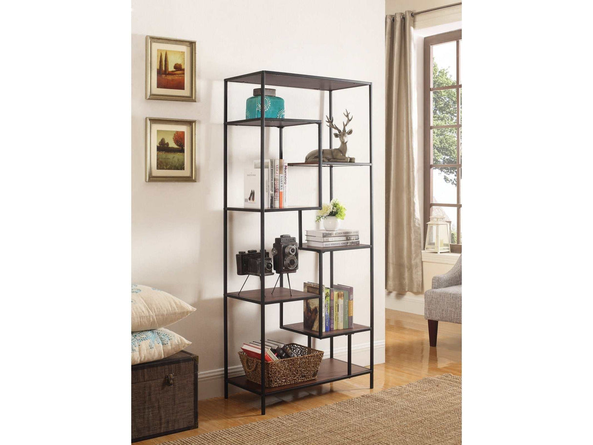 Asher Walnut & Black Bookcase - Ornate Home