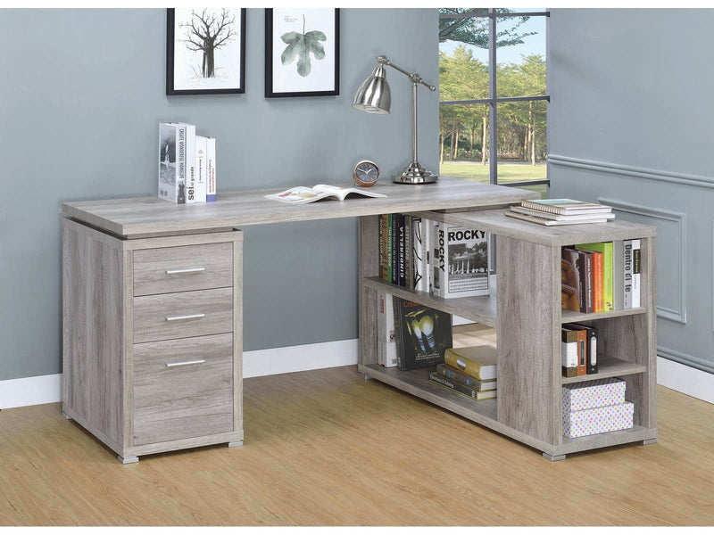 Yvette Grey Driftwood L Shape Office Desk - Ornate Home