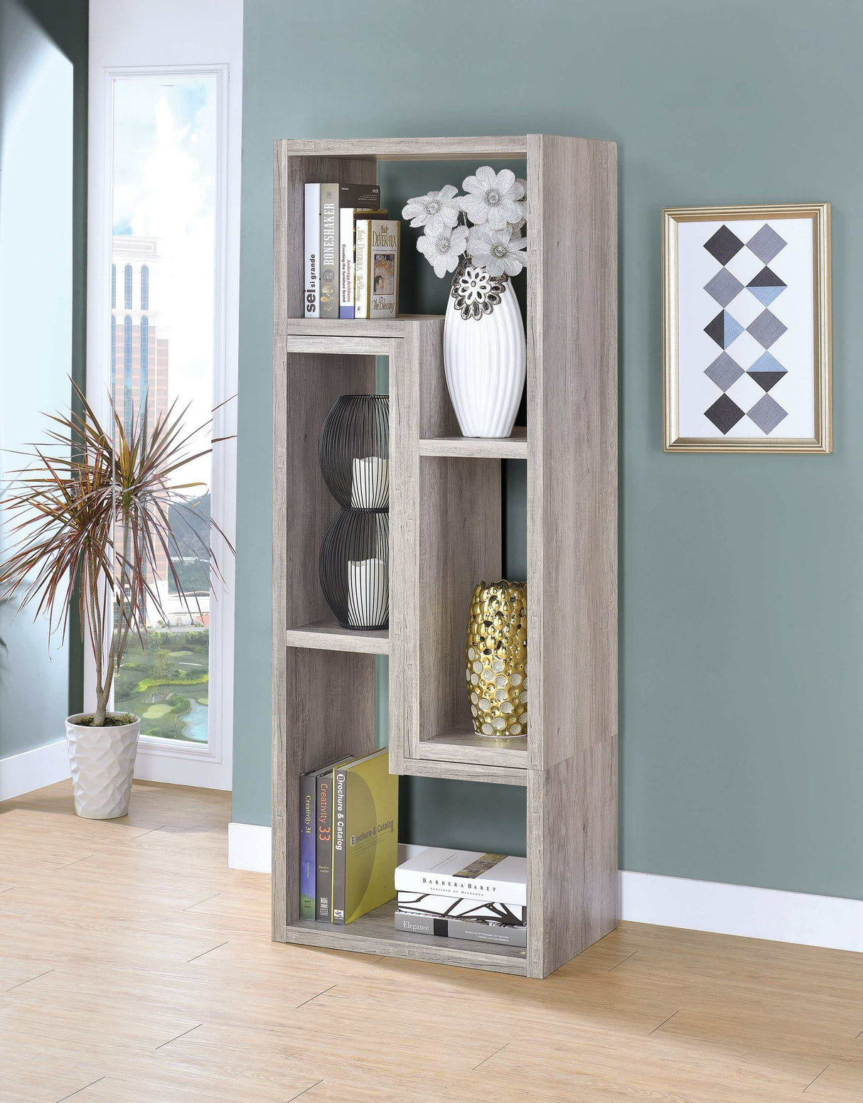 Velma Grey Driftwood Convertable Bookcase & TV Console - Ornate Home