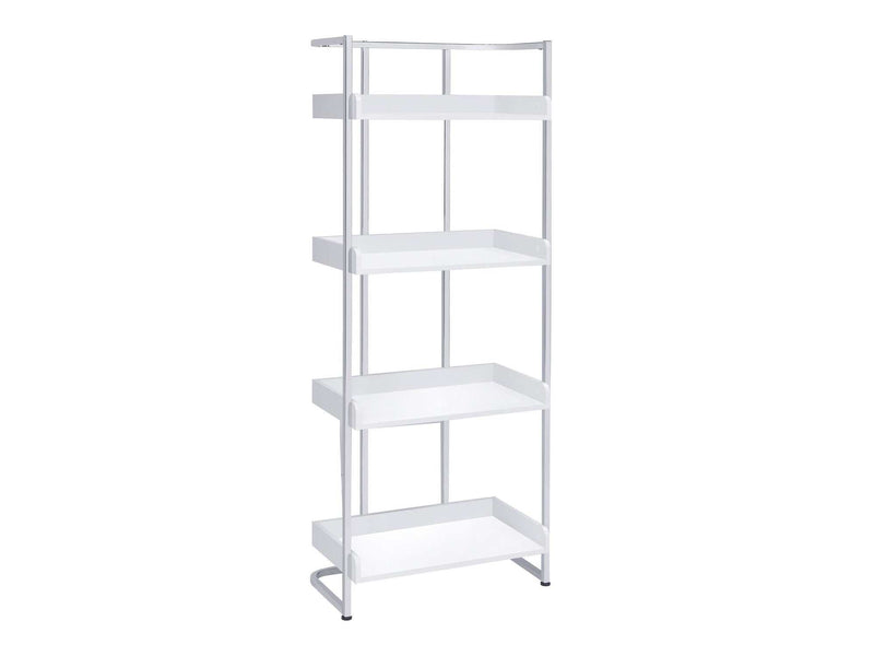 Ember White High Gloss & Chrome Bookcase - Ornate Home