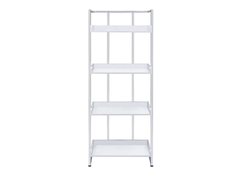 Ember White High Gloss & Chrome Bookcase - Ornate Home