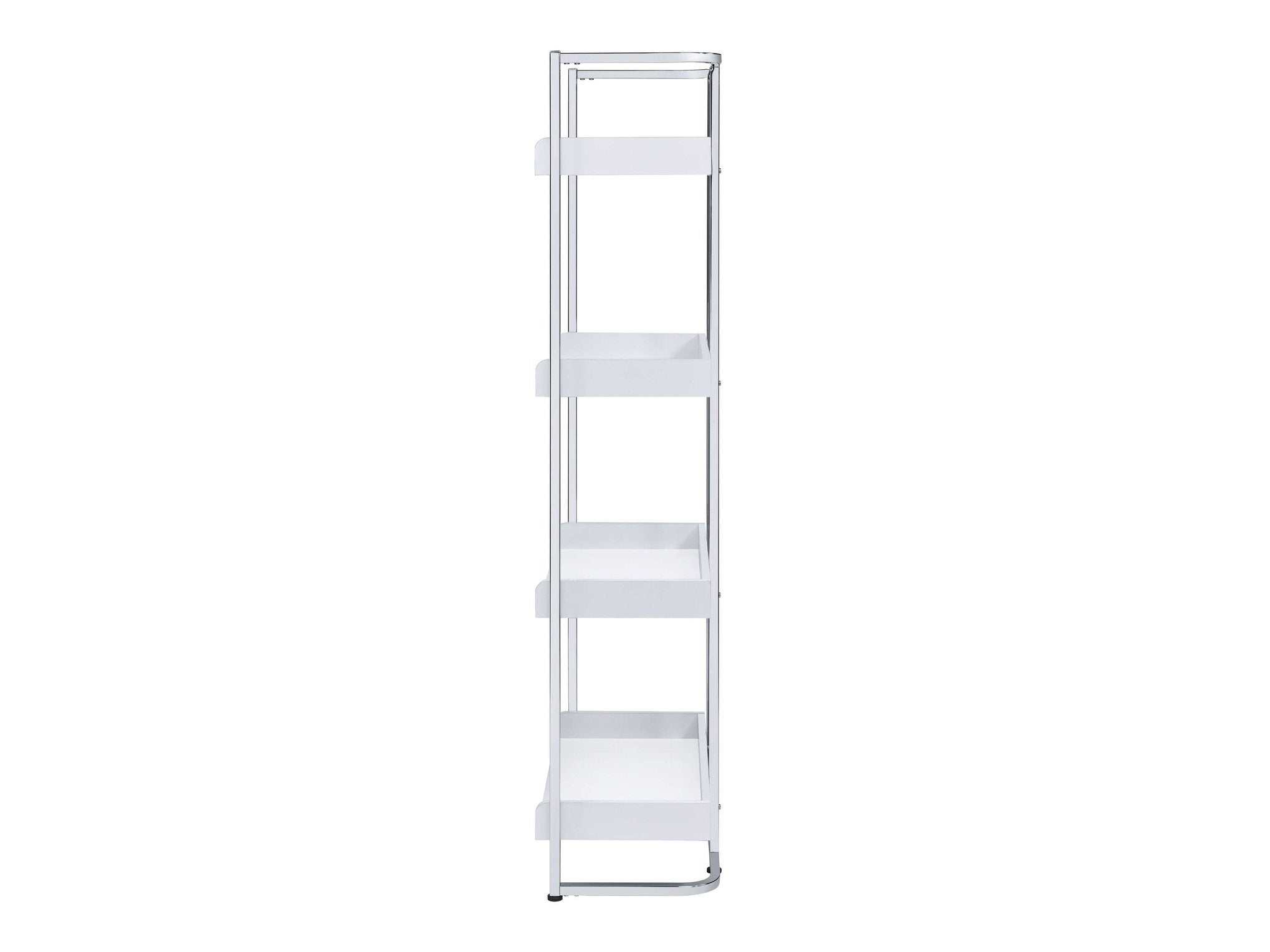 Ember White High Gloss & Chrome Bookcase - Ornate Home