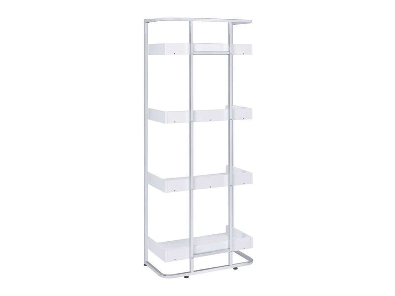 Ember White High Gloss & Chrome Bookcase - Ornate Home