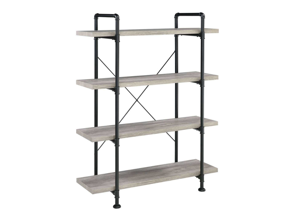 Delray Grey Driftwood & Black Bookcase - Ornate Home