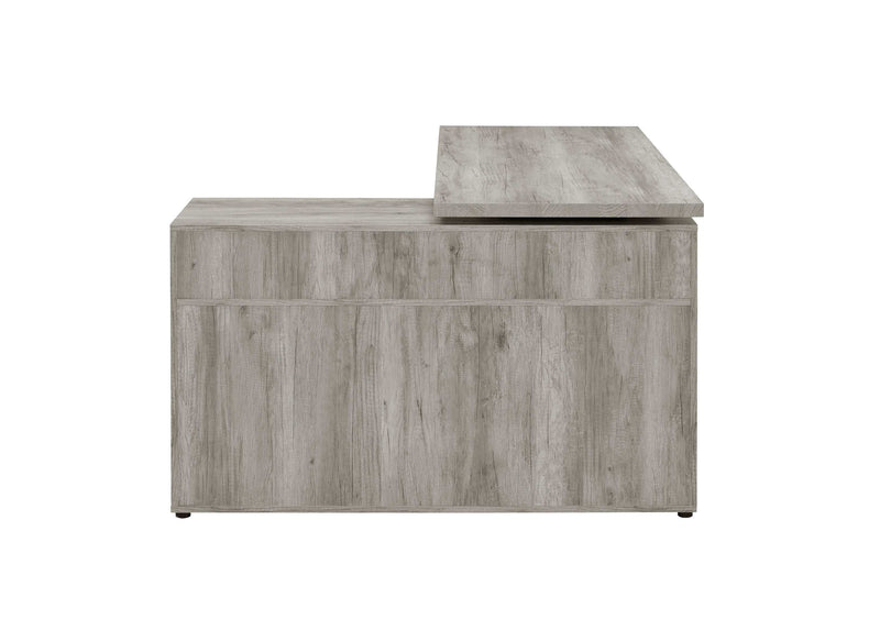 Hertford - Grey Driftwood - L-Shape Office Desk w/ Storage - Ornate Home