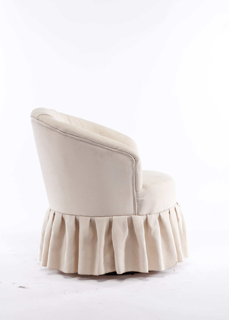 Honey Linen Swivel Auditorium Chair With Pleated Skirt Beige