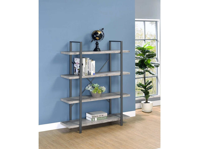 Cole Grey Driftwood & Gunmetal Bookcase - Ornate Home