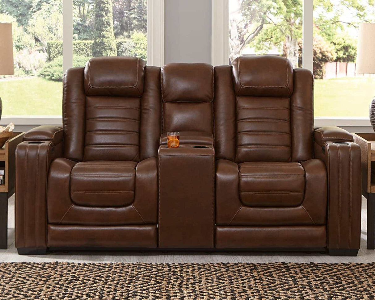 Backtrack Chocolate Power Reclining Sofa & Loveseat / 2pc Set - Ornate Home