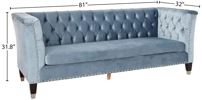 Honor BlueGray Velvet Sofa - Ornate Home