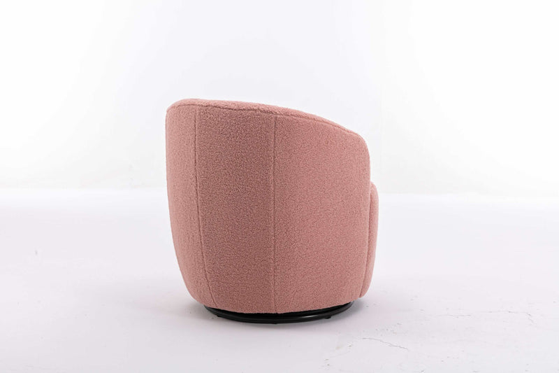 Tule Boucle Swivel Accent Armchair with Metal Ring Detail Light Pink