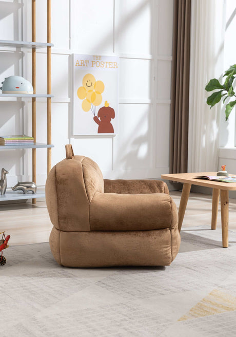 King Kids' Brown Velvet Bean Bag Chair - Ornate Home