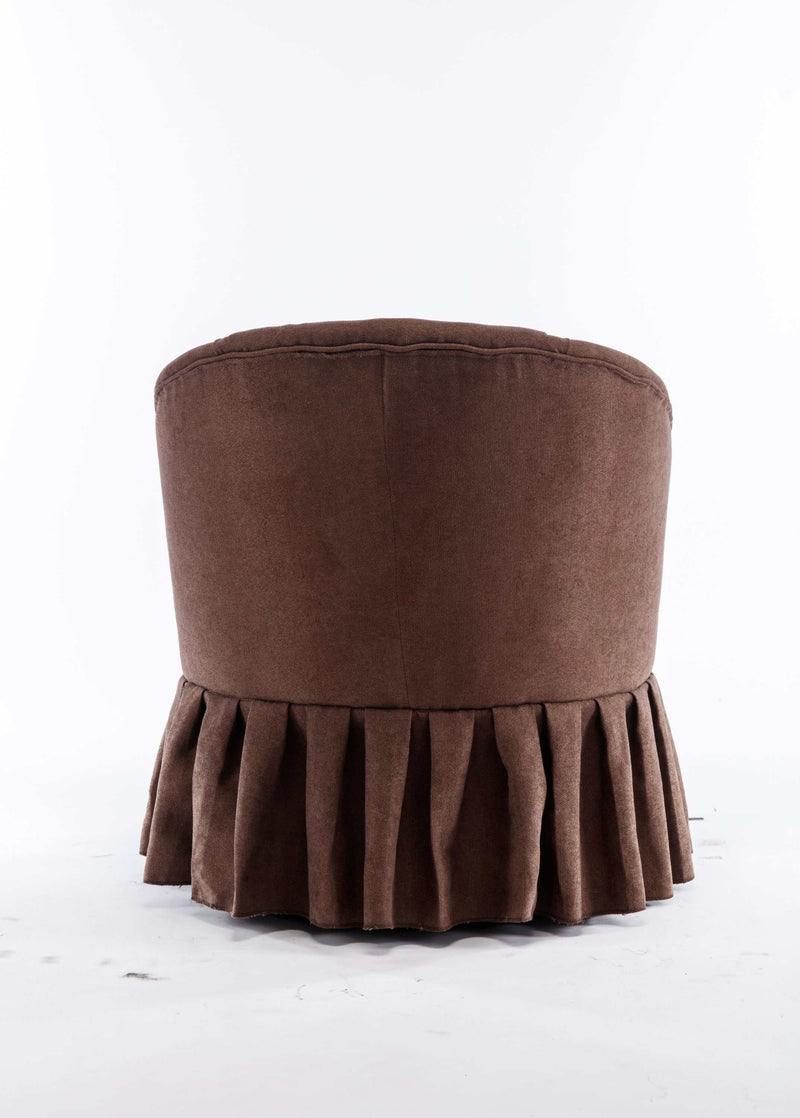 Honey Linen Swivel Auditorium Chair With Pleated Skirt Brown