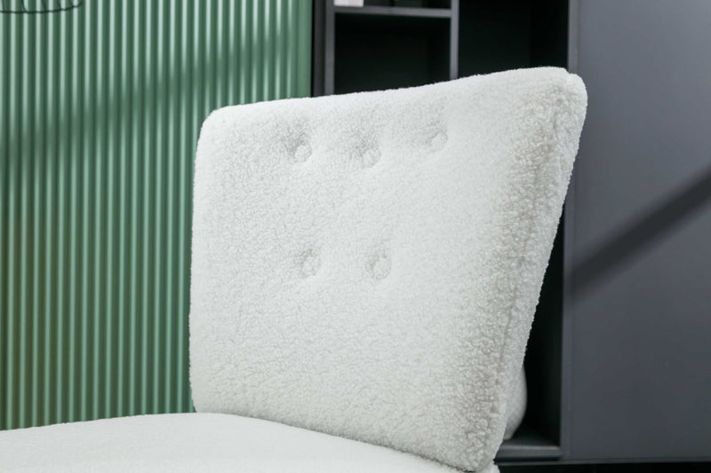 Smithe Teddy Button Accent Slipper Chair White - Ornate Home