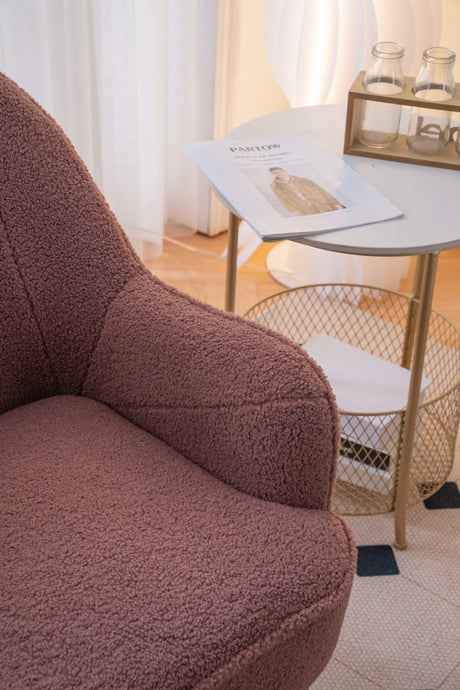 Volta Soft Red Teddy Accent Chair - Ornate Home