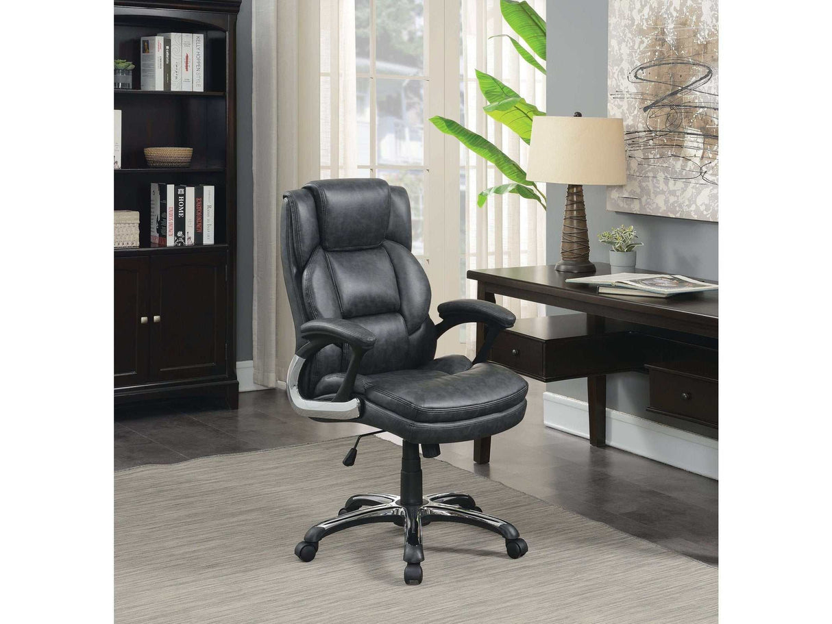 Geor Grey & Black Office Chair w/ Padded Arm - Ornate Home