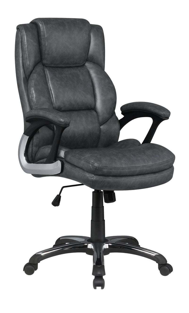 Geor - Grey & Black - Office Chair w/ Padded Arm - Ornate Home