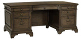 Hartshill Burnished Oak Executive Desk w/ File Cabinets - Ornate Home