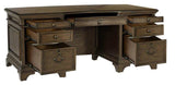 Hartshill Burnished Oak Executive Desk w/ File Cabinets - Ornate Home