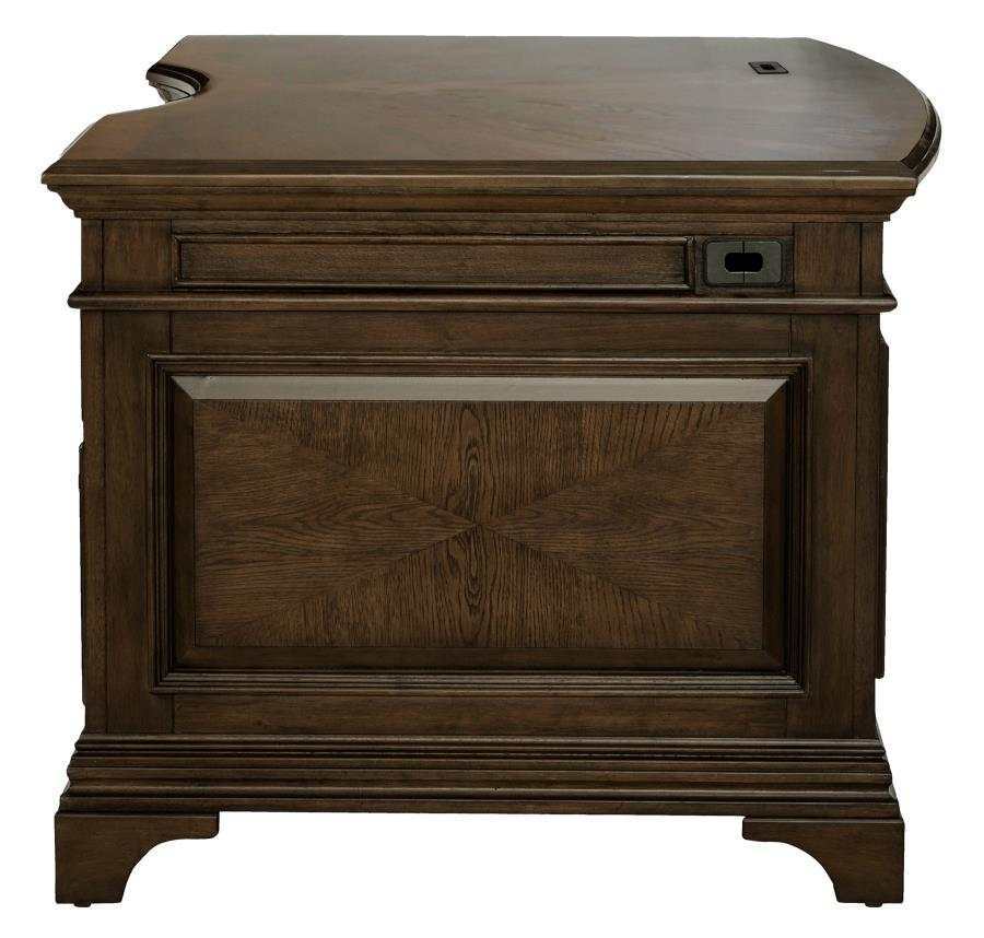 Hartshill Burnished Oak Executive Desk w/ File Cabinets - Ornate Home