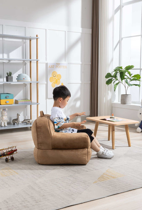 King Kids' Brown Velvet Bean Bag Chair - Ornate Home