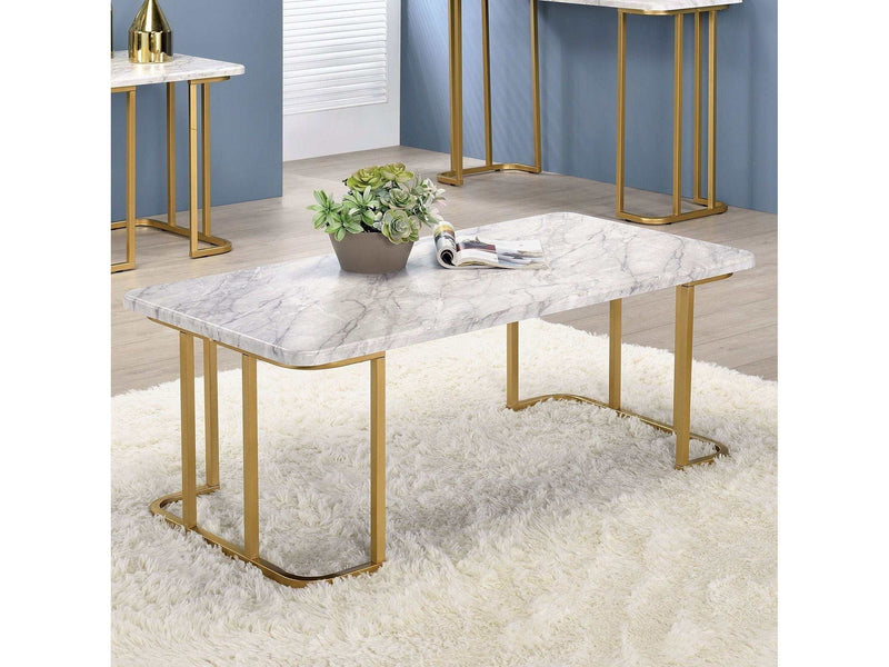 Calista Gold & White Coffee Table - Ornate Home