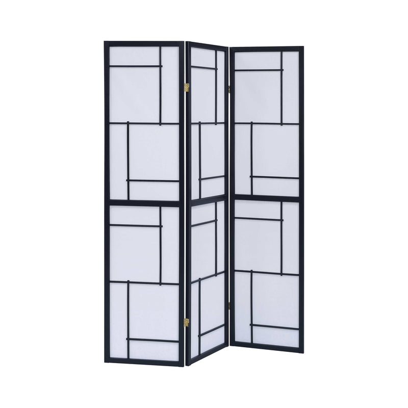Room Divider - Black - 3pc Panel Screen - Ornate Home