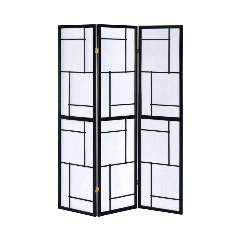 Room Divider - Black - 3pc Panel Screen - Ornate Home