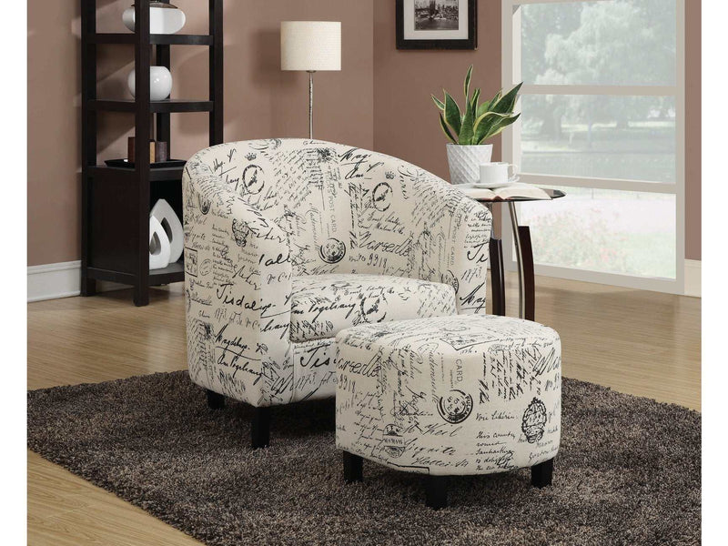 Lilian Off White Vintage French Accent Chair w/ Ottoman - Ornate Home